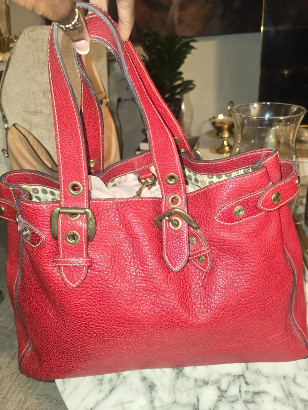 Vintage J&M Davidson Red Leather Handbag